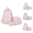 thumbnail image 1 of Pink Quilted Floral Backpack Set School Backpack for Elementary Middle High School Fashion Student Bag Cute Aesthetic Teen Bookbag for Teens Women, 1 of 8