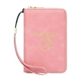 thumbnail image 1 of Pink RFID Anti Magnetic Passport Wallet – Slim Leather Travel Wallet with Zipper & Wristlet Strap, Holds Credit Cards Tickets Boarding, Great for Summer Getaways, 1 of 9