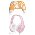 thumbnail image 1 of Pink RGB Gaming Headset and Upgraded Wireless Switch Pro Controller for Nintendo Switch/OLED/Lite Orange, with Headphones Jack, Programmable, Turbo, Wakeup, 1 of 10
