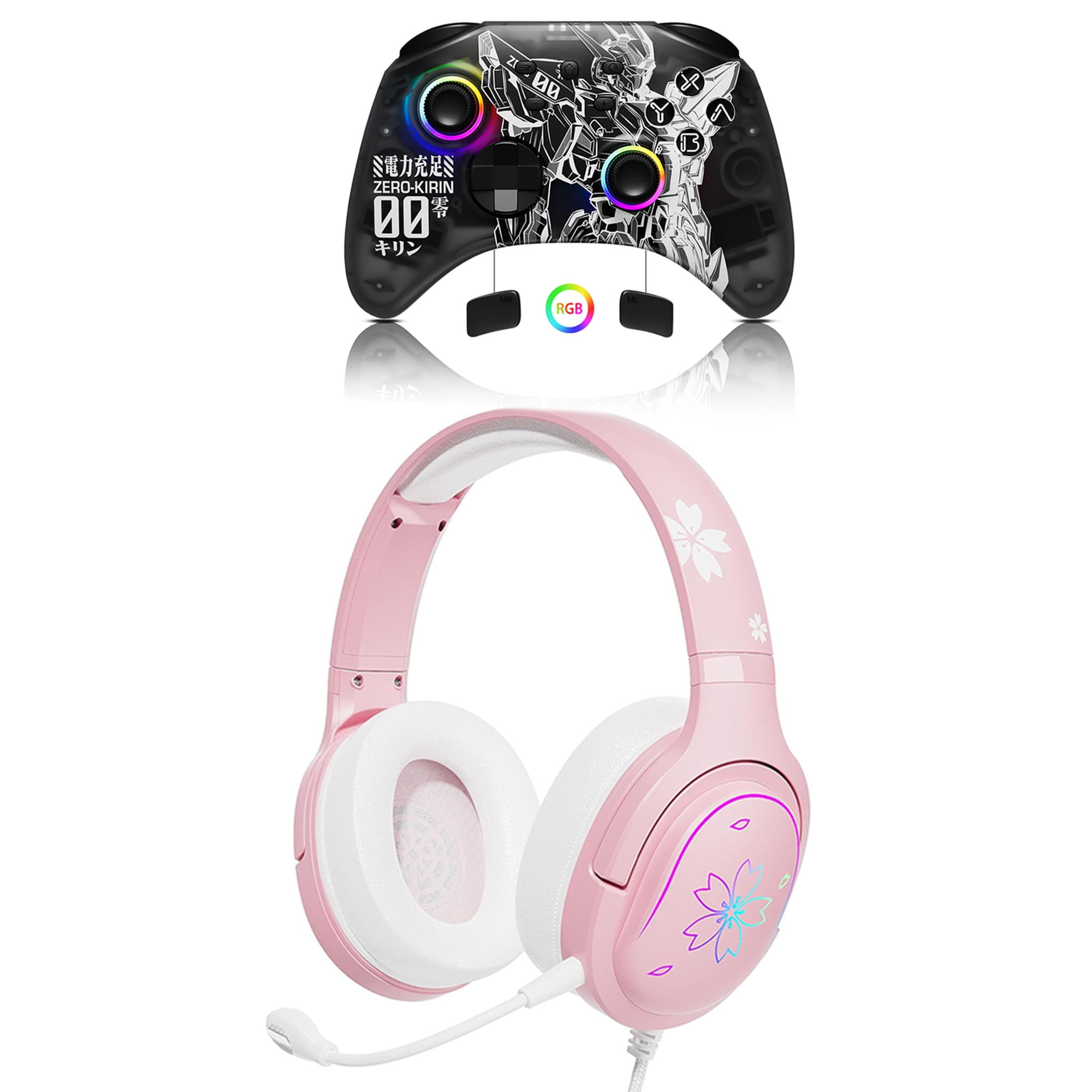 Pink RGB Gaming Headset and Upgraded Switch Pro Controller for