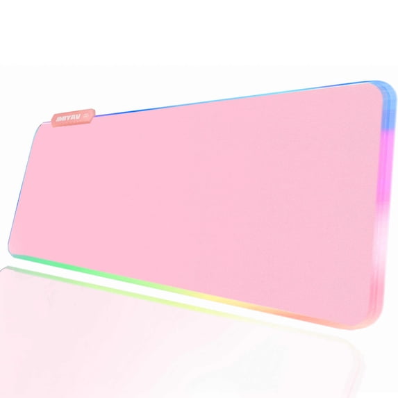 Pink RGB Gaming Mouse Pad 31.5x12 Inch PC XL Large Extended Glowing Led Light Up Desk Pad Non-Slip Rubber Jmiyav Base Computer Keyboard and Mouse Pad Cool Cute Mousepad Mat