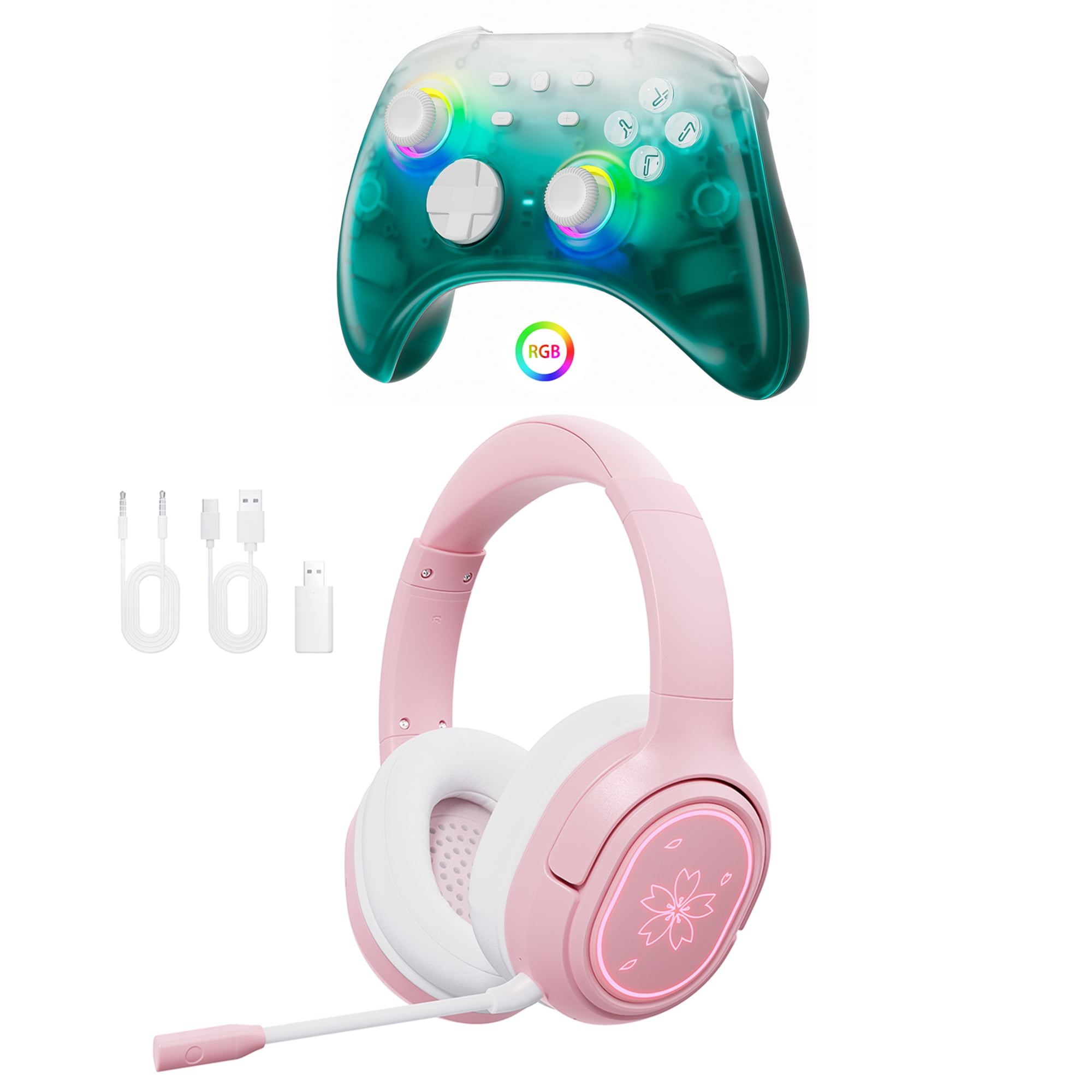 Pink RGB Wireless Gaming Headset with Mic and Upgraded Wireless - Main Image