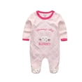 thumbnail image 1 of Pink Rabbit Print long Sleeve Baby Girl Rompers, 1 of 9