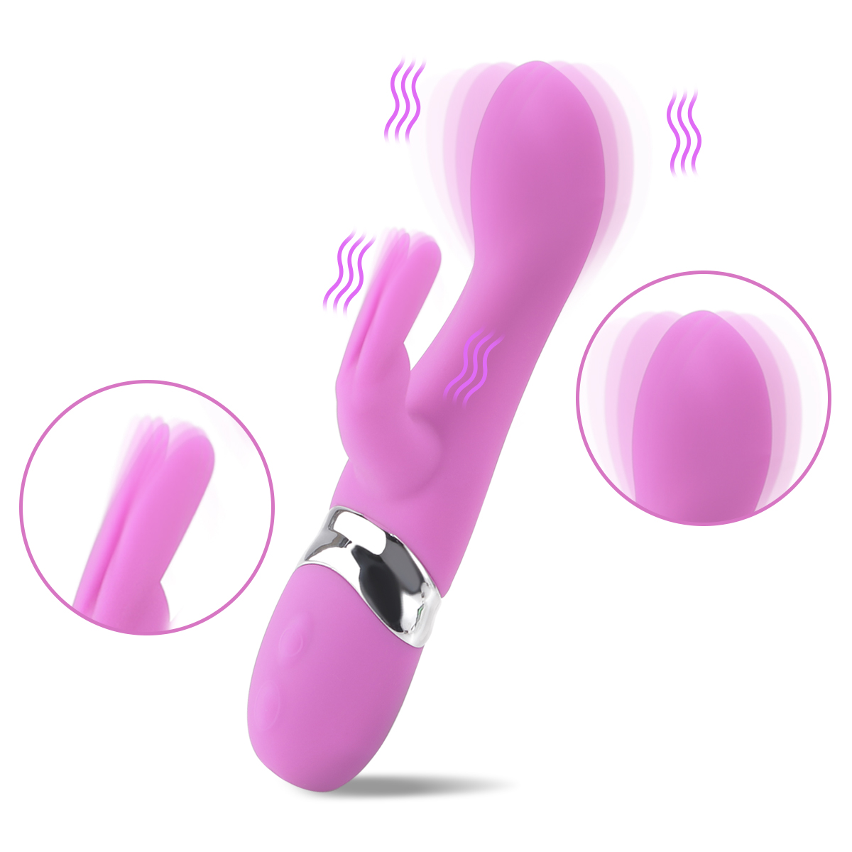 Pink Rabbit Vibrator ,G Spot Vibrator with 7 Vibration Modes ,Thrusting  Dildo for Women