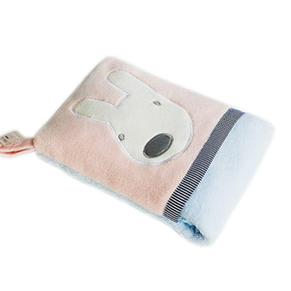 Pink RabbitFleece Throw Blanket Pillow Cushion / Travel Blanket (28.3"-35.1")