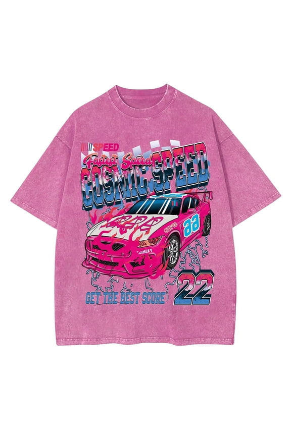 Pink Racing Car Graphic Comfort Colors Men's Short Sleeve Tee for Summer Style