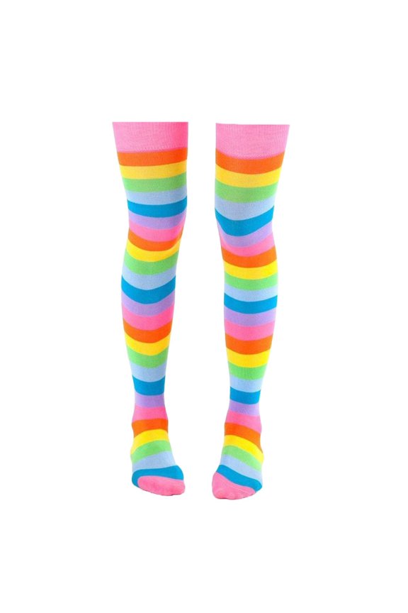 Pink Rainbow Stripe Pattern Socks from the Sock Panda (Thigh High)