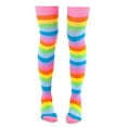 thumbnail image 1 of Pink Rainbow Stripe Pattern Socks from the Sock Panda (Thigh High), 1 of 3