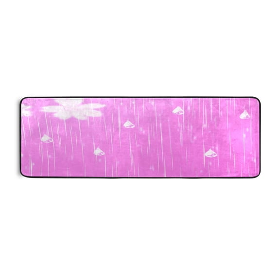 Pink Rainy Day 72x24" Runner Rug, Non-Slip Memory Foam Cushion, Anti-Crease for Hallways and Bedrooms