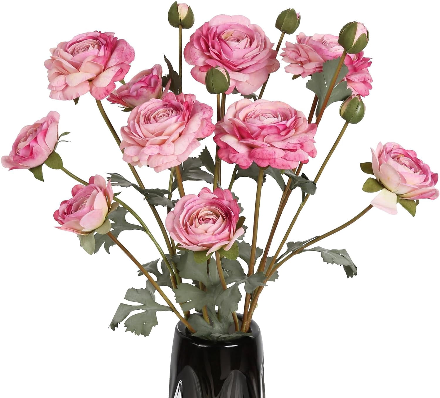 Pink Ranunculus Artificial Flower 5Heads '' Long Stems Silk Ranunculus ...