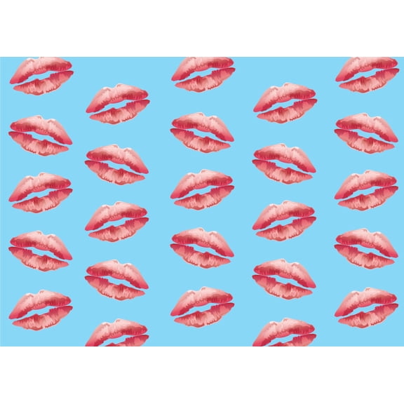 TNCT Pink Realistic Kissy Lip Pattern Edible Image Chocolate Transfer Sheet, Multicolor