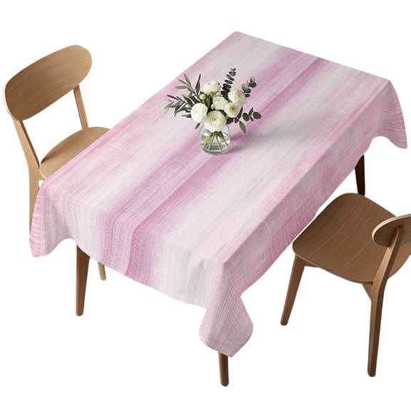 Pink Rectangle Tablecloth Abstract Light Pink Ombre Linen Texture Modern Rustic Classic Waterproof Wrinkle Free Soft Table Cloth Spill-Proof Washable Table Cover for Dining Party Picnic 60 x 84 Inch