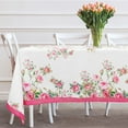 thumbnail image 1 of Pink Rectangle Tablecloth, Floral Tablecloth, Pink Flowers Print Table Cloth, Spring Summer Waterproof Wrinkle Free Rectangle Tablecloth for Rectangle Tables 60 X 84, 60 X 102, 60 X 120 Inch, 1 of 3