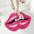 thumbnail image 1 of Pink Red Bathroom Rugs, Cute Lips Bath Mat Non Slip Lips Shaped Absorbent Bathtub Rug Bathroom Plush Shower Rugs, 1 of 5