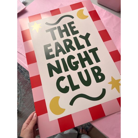 Pink Red Border A2 Early Night Club Art Print Seconds Poster