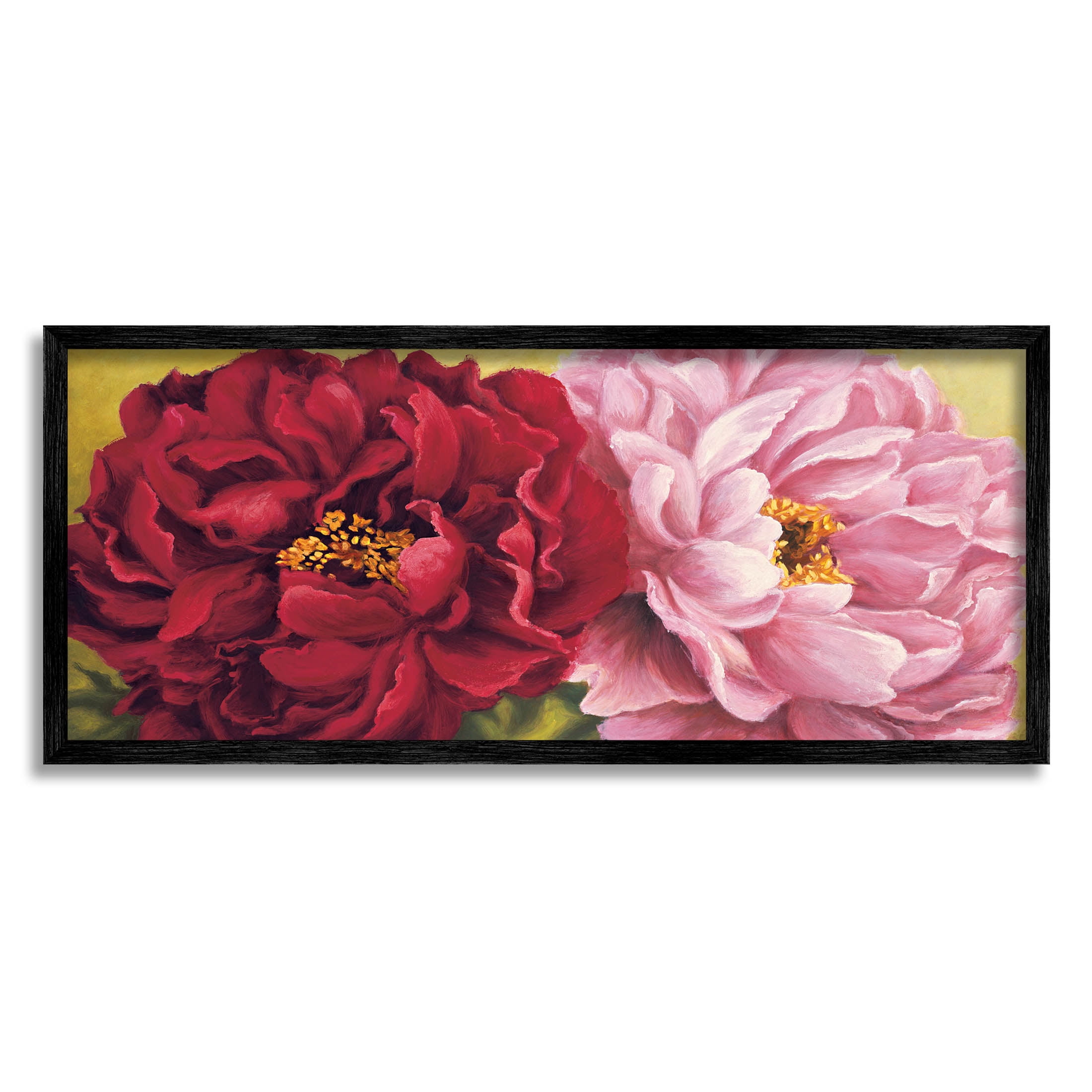 Pink Red Dahlia Flower Duo Botanical & Floral Painting Black Framed Art Print Wall Art