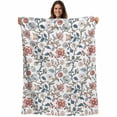 thumbnail image 1 of Pink Red Floral Blanket Soft Cozy Warm Throw Blanket for Couch, Plush Fuzzy Flannel Fleece Blankets for Sofa, Vintage Watercolor Flower Plant Bed Blankets Lightweight Gifts for Women, 30"x40", 1 of 9