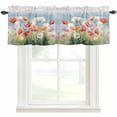 thumbnail image 1 of Pink Red Floral Ocean Window Valance Curtain Wildflowers Oil Painting Rod Pocket Short Curtain for Living Room, Bedroom & Kitchen Window Decor 42x18in, 1 of 8
