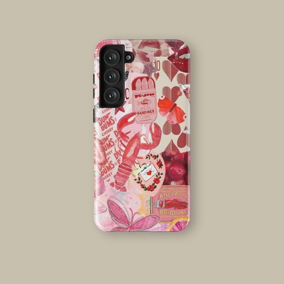 Pink Red Food Collage Case for iPhone Samsung Aesthetic Art