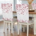 thumbnail image 1 of Pink Red Gradient Leaf Dining Chair Back Cover Only, Rustic Eucalyptus Leaves Farm Plants Set of 6 Chair Back Covers, Removable Washable for Dining Room, Banquet & Holiday Decoration, 1 of 9