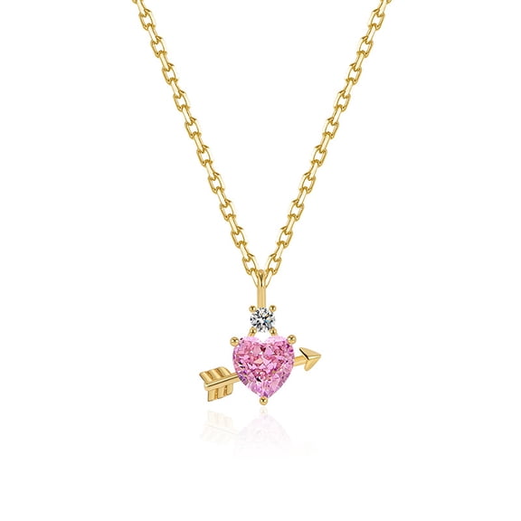 Pink Red Heart Necklace for Women Dainty Cute Y2k Crystal Heart with Arrow Pendant Necklace Aesthetic Jewelry Valentine Day