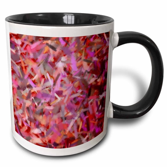 3drose, Pink, Red, Orange, Gray Color Strokes Abstract, 11oz Two-tone Black Mug