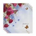 thumbnail image 1 of Pink Red Roses Cloth Napkins, Spring Floral Butterflies Abstract Art Washable and Reusable Dinner Napkins Set of 4, Table Napkin for Kitchen Party Birthday Wedding Hotel Housewarming 20"x20", 1 of 9