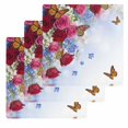 thumbnail image 1 of Pink Red Roses Kitchen Dish Towels for Drying Dishes Set of 3, Spring Floral Butterflies Abstract Art Waffle Weave Microfiber Hand Tea Bathroom Towels Quick Dry & Absorbent Towel 12x12, 1 of 7