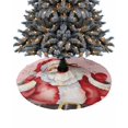 thumbnail image 1 of Pink Red Santa Christmas Christmas Tree Skirt 48 Inches Large Christmas Skirt Tree, Xmas Snowflake Watercolor Tree Skirt Christmas Decorations for Fireplace Party Holidays Indoor Outdoor, 1 of 7