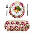 thumbnail image 1 of Pink Red Spring Floral Round 13 Inch Placemats Set of 4, Summer Botanical Tulip Vintage HeatResistant Non Slip Place Mats for Dining Table, Wipeable Braided Kitchen Table Mats for Housewarming, 1 of 9