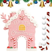 Pink Reindeer Golf Game Set Holiday Wooden Mini Golf with Candy Cane Club Balls Christmas Indoor Family Game Party Gift for Home Office