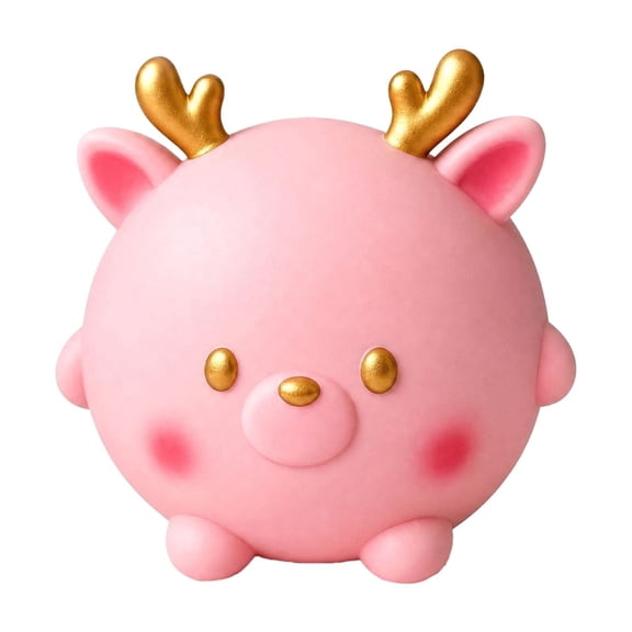 Pink Reindeer Squishy Toy with Gold Antlers, Single Piece, for all ages and Adults Relaxation, Squeeze Toy