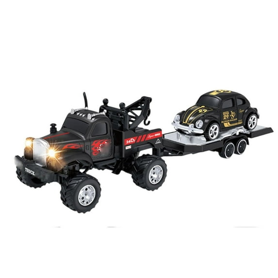 Pink Remote Control Off-Road Maintenance Truck with Detachable Trailer, 4WD Electric Utility Vehicle, All-Terrain RC Car, Radio Controlled Hobby Model for Outdoor Fun
