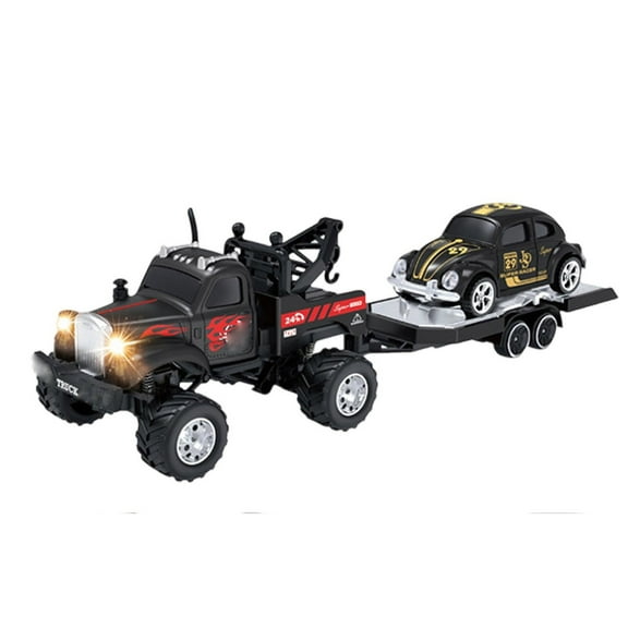 Pink Remote Control Off-Road Maintenance Truck with Detachable Trailer, 4WD Electric Utility Vehicle, All-Terrain RC Car, Radio Controlled Hobby Model for Outdoor Fun