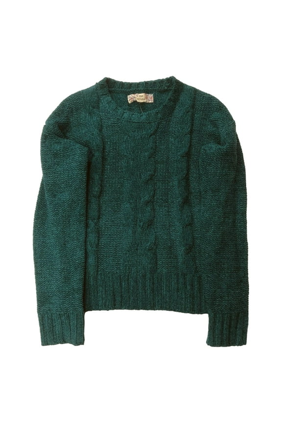 Girls Emerald Green Cable Knit Sweater Small (7-8)