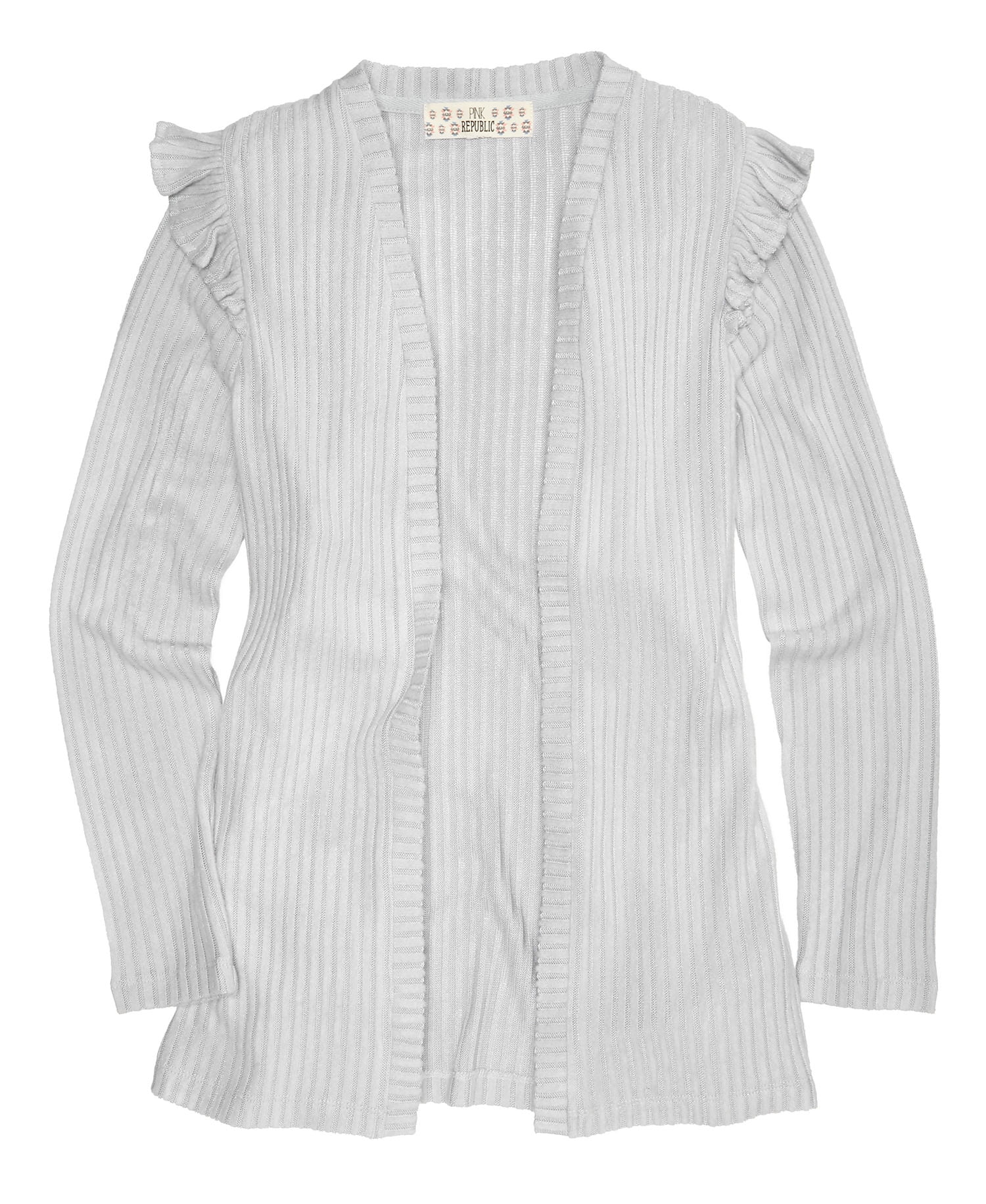 Pink Republic Girls Heather Cardigan Sweater (XLarge, Pearl Grey
