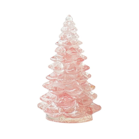 Pink Resin Crystal Christmas Tree Home Christmas Decoration Gifts Christmas Desktop Ornaments Ornaments For Shelf Desk Office Decor Holiday Birthday Party Favors