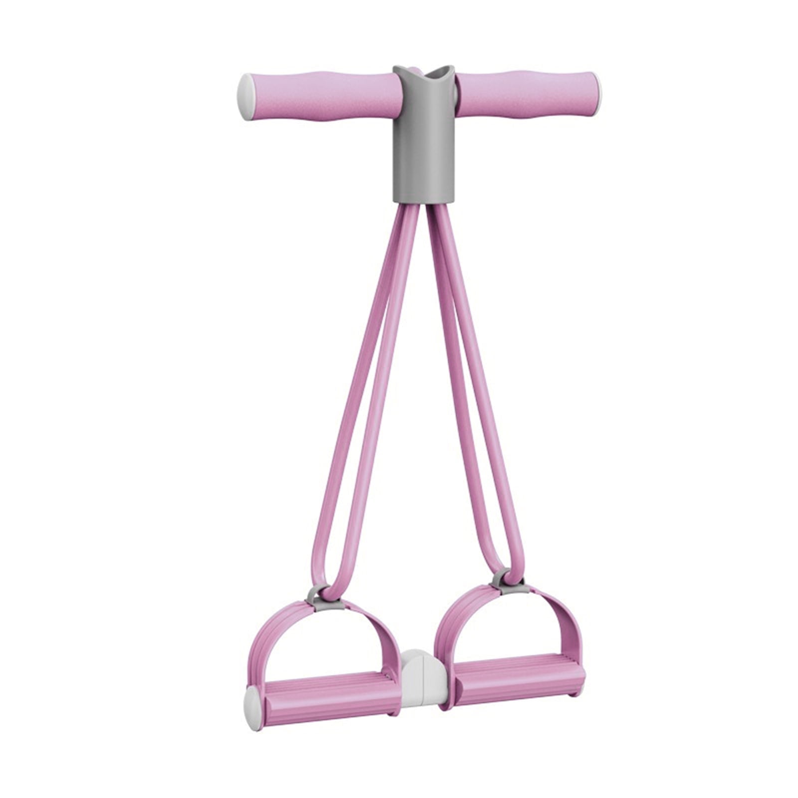 Pink Resistance Band Exercise System, 4-Tube Leg & Core Workout, Foot Pedal Pull Rope with Soft Grip Handles