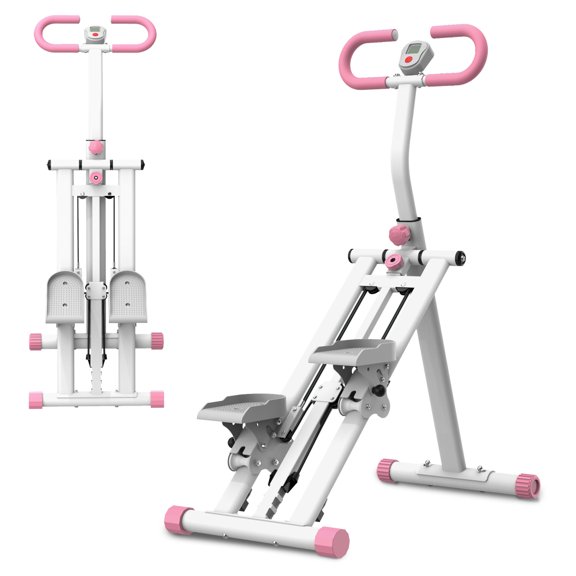 Pink Resistance Vertical Stair Stepper Climber Machine, Q235 Steel Full Body Cardio Trainer with LCD Monitor Non-Slip Pedals Max 265 Lbs Foldable Home Fitness Equipment