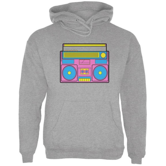 Pink Retro Boombox Stereo Mens Hoodie Storm Grey MD