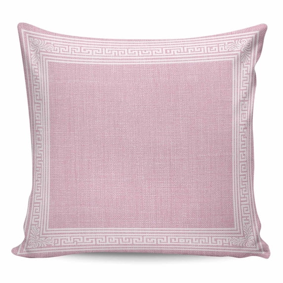 Pink Retro Greek Key Pillow Covers 26x26 Inch Decorative Throw Pillow Cover, Geometric Greece Ancient Rustic Sofa Pillowcases Accent Cushion Case Home Decor Bedroom Living Room