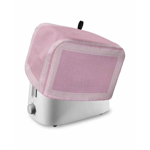 Pink Retro Greek Key Toaster Cover 2 Slice, Small Kitchen Appliance Covers, Geometric Greece Ancient Rustic Toaster Oven Cover with Loop, Bread Machine Cover Polyester Dust Cover Protection