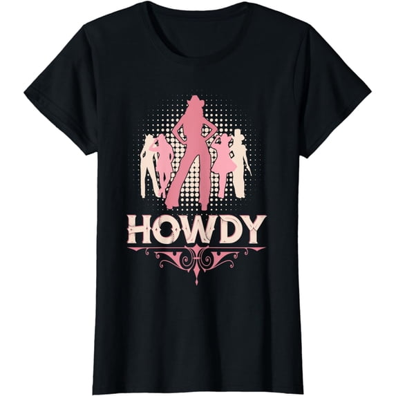 Pink Retro Howdy Rodeo Western Country Southern Cowgirl T-Shirt