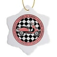 thumbnail image 1 of 3drose, Pink Retro Scooter - Life Is Better on Two Wheels, 3 inch Snowflake Porcelain Ornament, 1 of 7