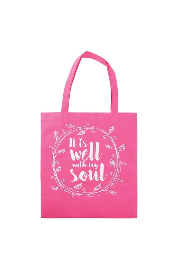 Pink Reusable Shopping Bag It Is Well With My Soul Women's Large Tote Bag for Groceries, Books, Supplies, Crafts, or Errands, With Love