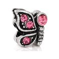 thumbnail image 1 of Pink Rhinestone Butterfly Charm Bead for Snake Chain Charms Bracelet, 1 of 3