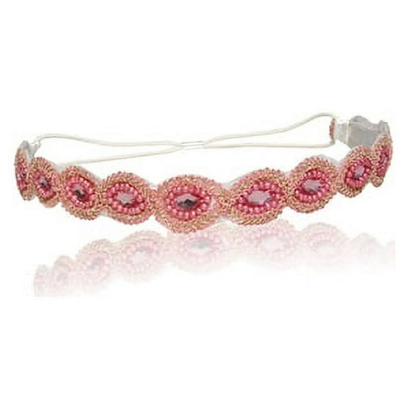 Pink Rhinestone Headband- Bridal, Wedding, Bohemian, Gatsby, Breast Cancer Awareness, Flower Girl
