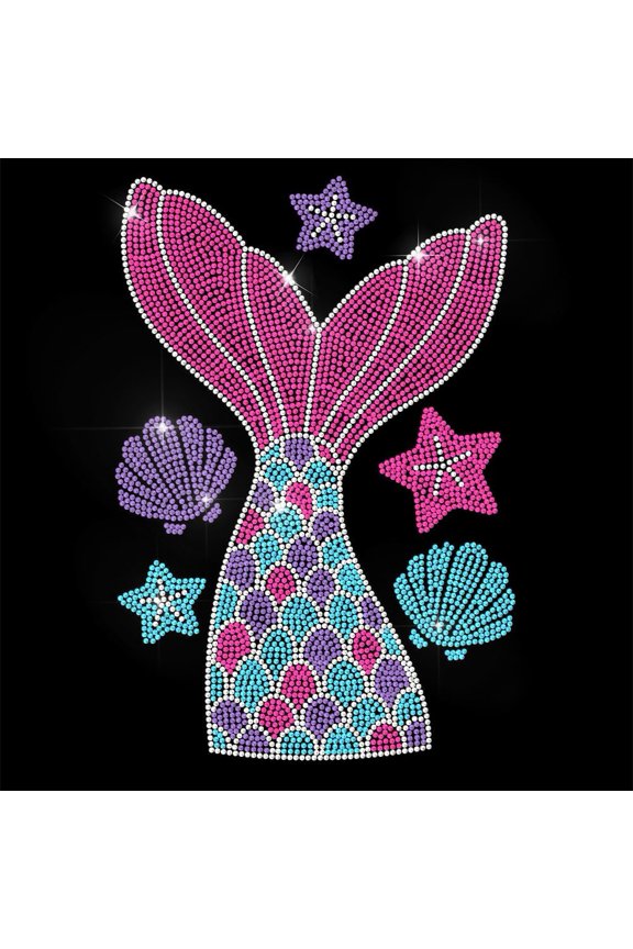 Pink Rhinestone Iron on Transfer Tail Bling Diamond Hotfix Patches for Clothes 11.6"x8.2" Large Iron On Sequin Applique for Jeans Jacket Caps Bag T-Shirts Shoes DIY Decor colorful
