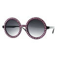thumbnail image 1 of Pink Rhinestone Sunglasses Womens Round Circle Black Frame UV 400, 1 of 4