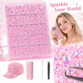 thumbnail image 1 of Pink Rhinestones Pink Bedazzle Gems Resin Jelly Flatback Crystals with Tweezers for DIY Crafts Jewelry Clothing Tumblers Shoes Nail Art Fabric Decor, 1 of 4
